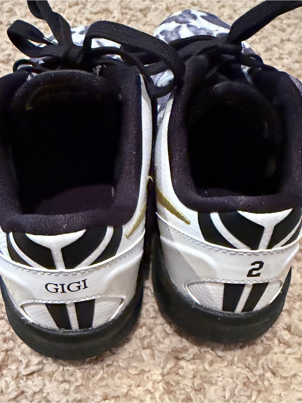 Nike Kids' Sneakers in Black, White and Purple Leopard Print - Picture 2 of 6